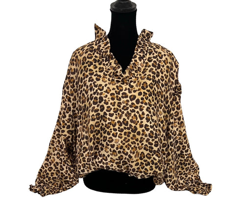 "Tabitha" Leopard Blouse - The Katie Grace Boutique