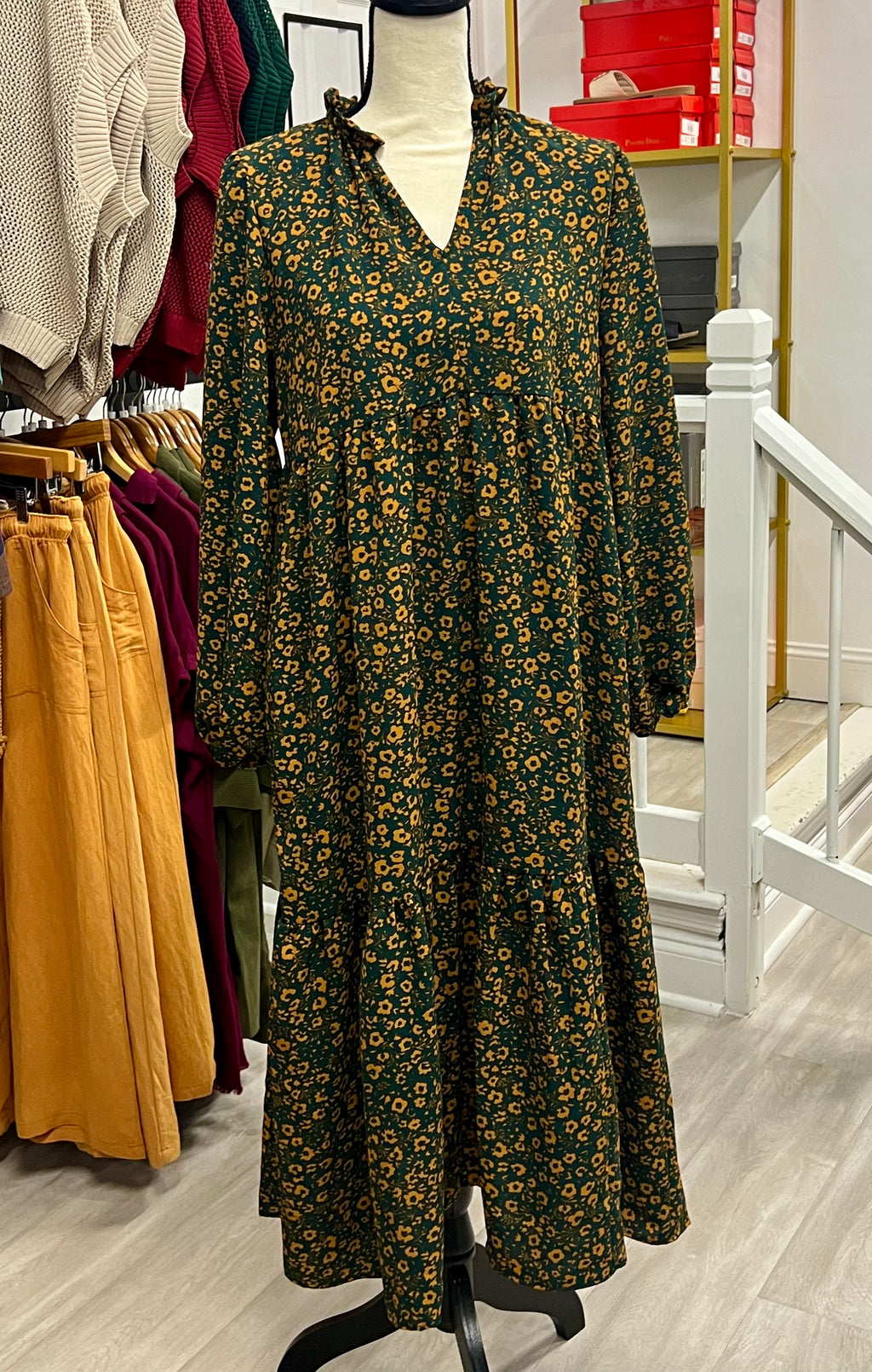 "Meadow" Notch Neck Midi Dress - The Katie Grace Boutique