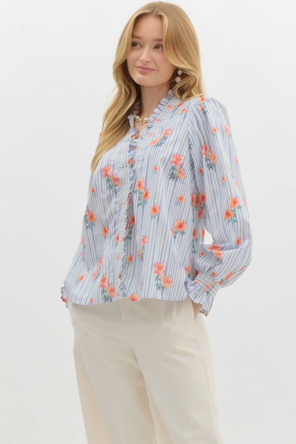 "Ariana" Floral Blouse - The Katie Grace Boutique