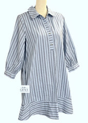 "Gracie" Chambray  Striped Dress - The Katie Grace Boutique