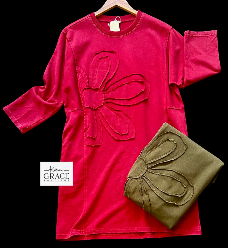 "Shea" Applique Flower Dress, 2 colors