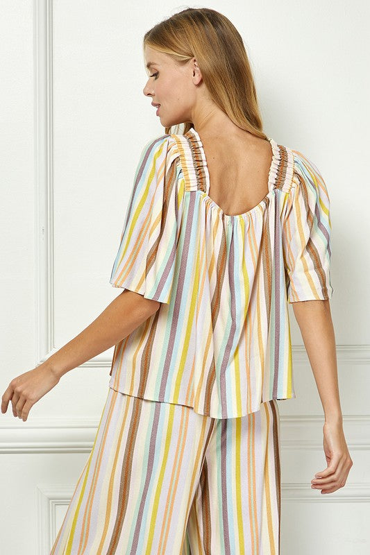 "Rosie" Striped Blouse - The Katie Grace Boutique