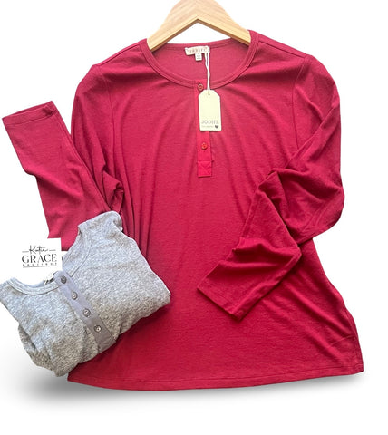"Bethany" Henley Top, 2 colors - The Katie Grace Boutique