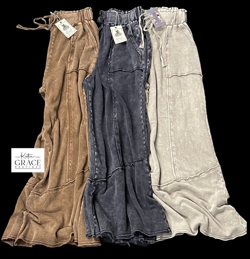 "Adalyn" Mineral Washed Pants, 3 colors - The Katie Grace Boutique