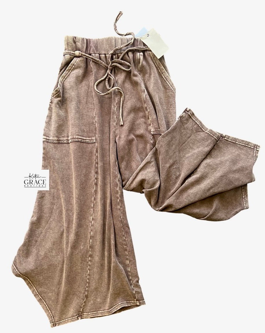 "Laura" Mineral Washed Pants - The Katie Grace Boutique