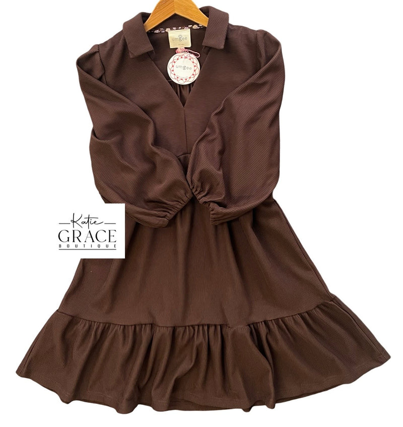 "Tabitha" Ribbed Dress, Dark Chocolate - The Katie Grace Boutique