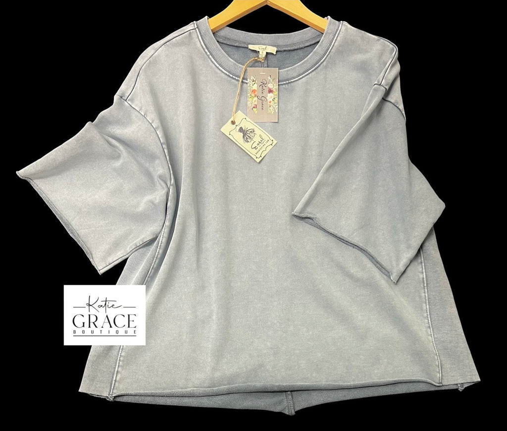 "Melanie" Mineral Washed Top - The Katie Grace Boutique