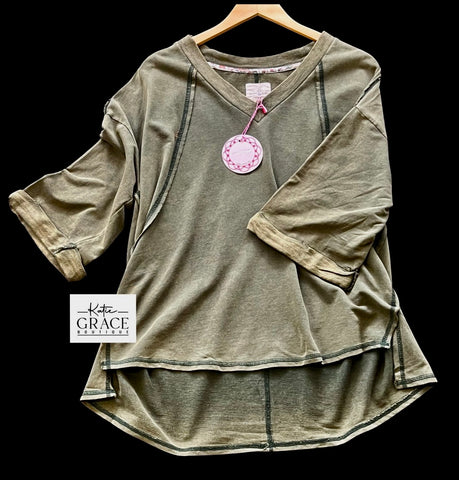 "Tessie" Mineral Washed Top - The Katie Grace Boutique