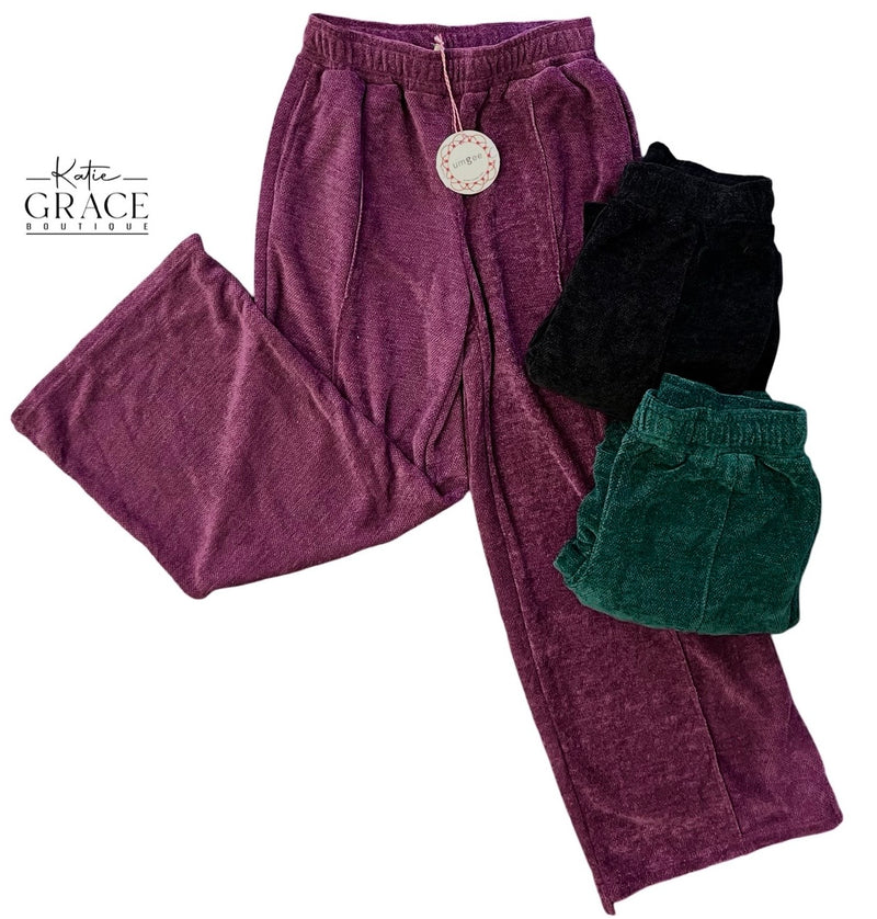 "Melody" Chenille Wide Leg Pants, 3 colors - The Katie Grace Boutique