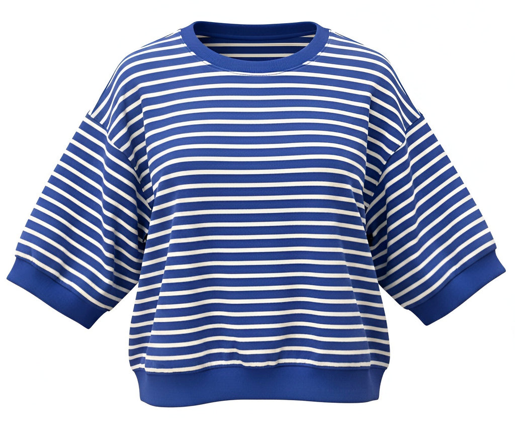 "Karen" Striped 3/4 Top - The Katie Grace Boutique