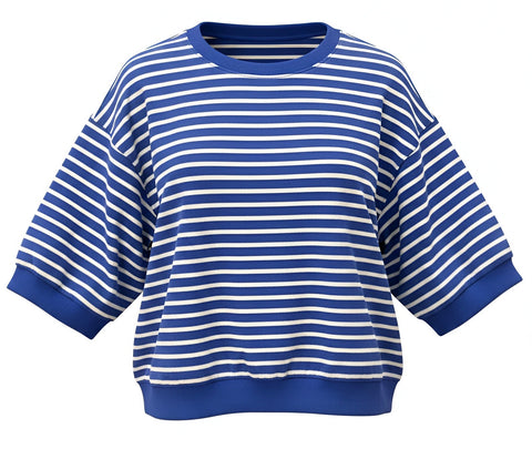 "Karen" Striped 3/4 Top - The Katie Grace Boutique