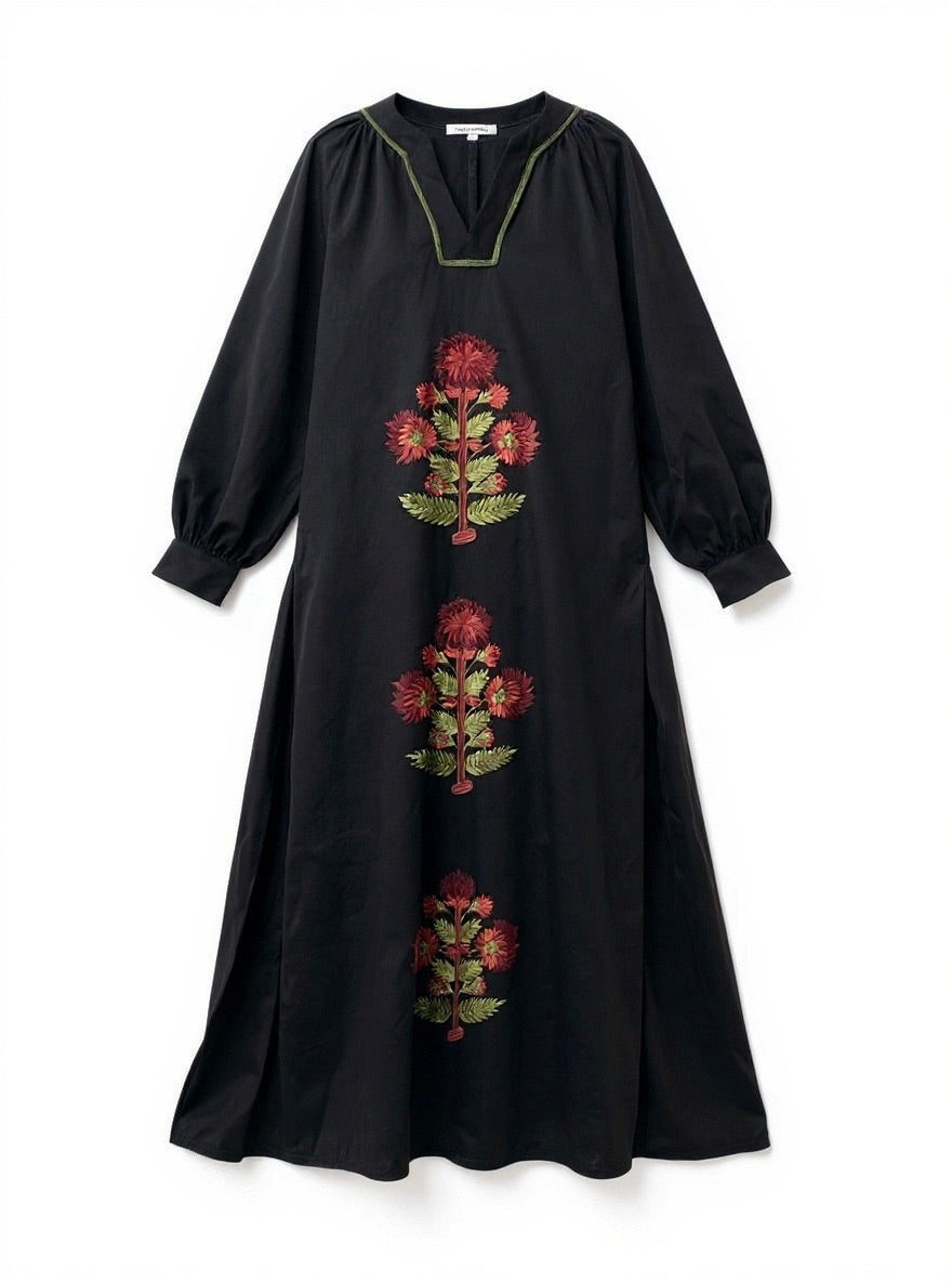"Quin" Embroidered Midi Dress
