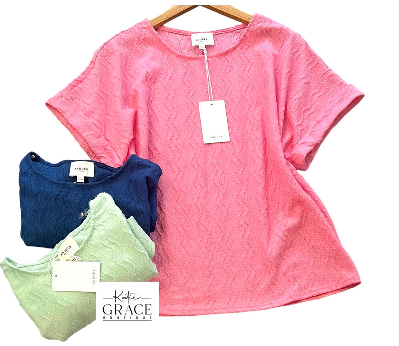 "Jessie" Wavy Texture Top, 3 colors - The Katie Grace Boutique