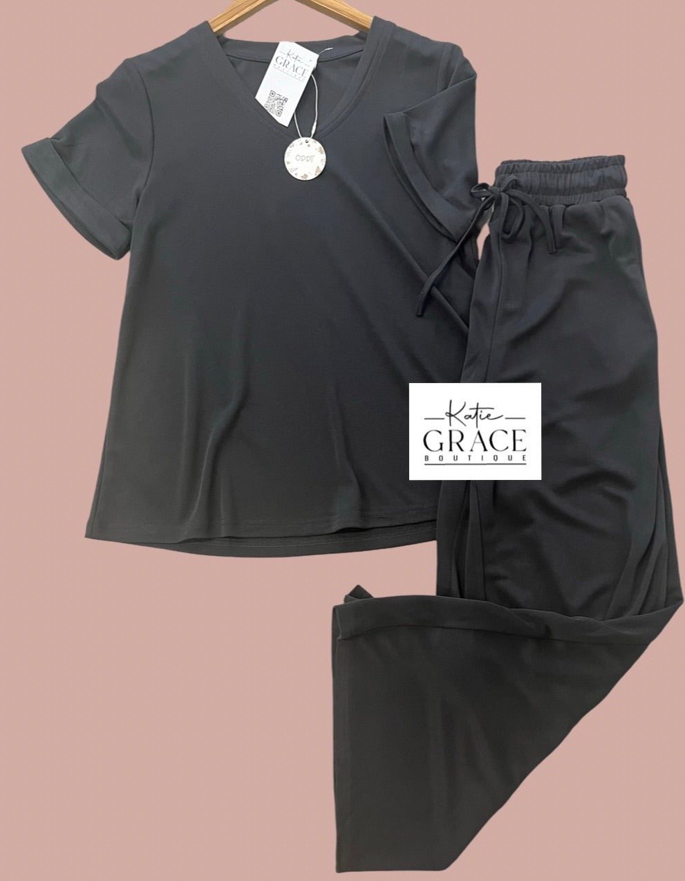 "Brexley" Modal Separates, Charcoal - The Katie Grace Boutique