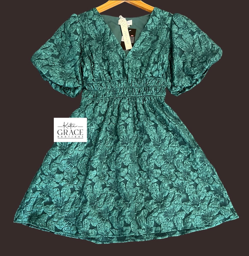 "Arya" Jacquard Dress - The Katie Grace Boutique