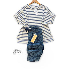 "Sasha" Textured Striped Top - The Katie Grace Boutique