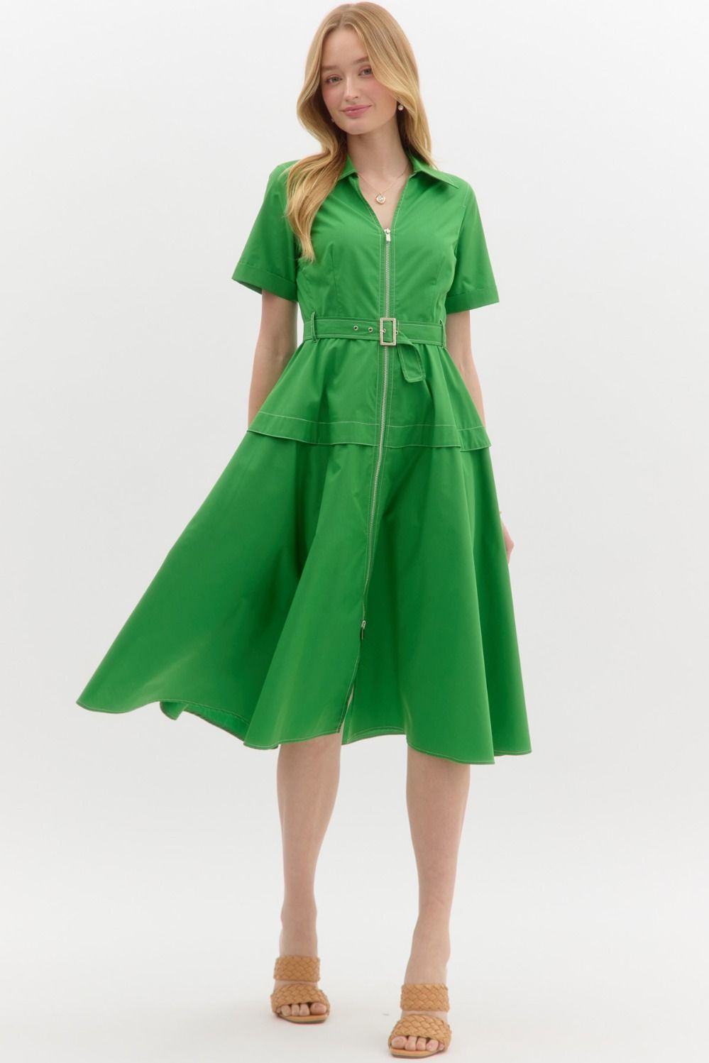 "Willow" Midi Dress, Green - The Katie Grace Boutique