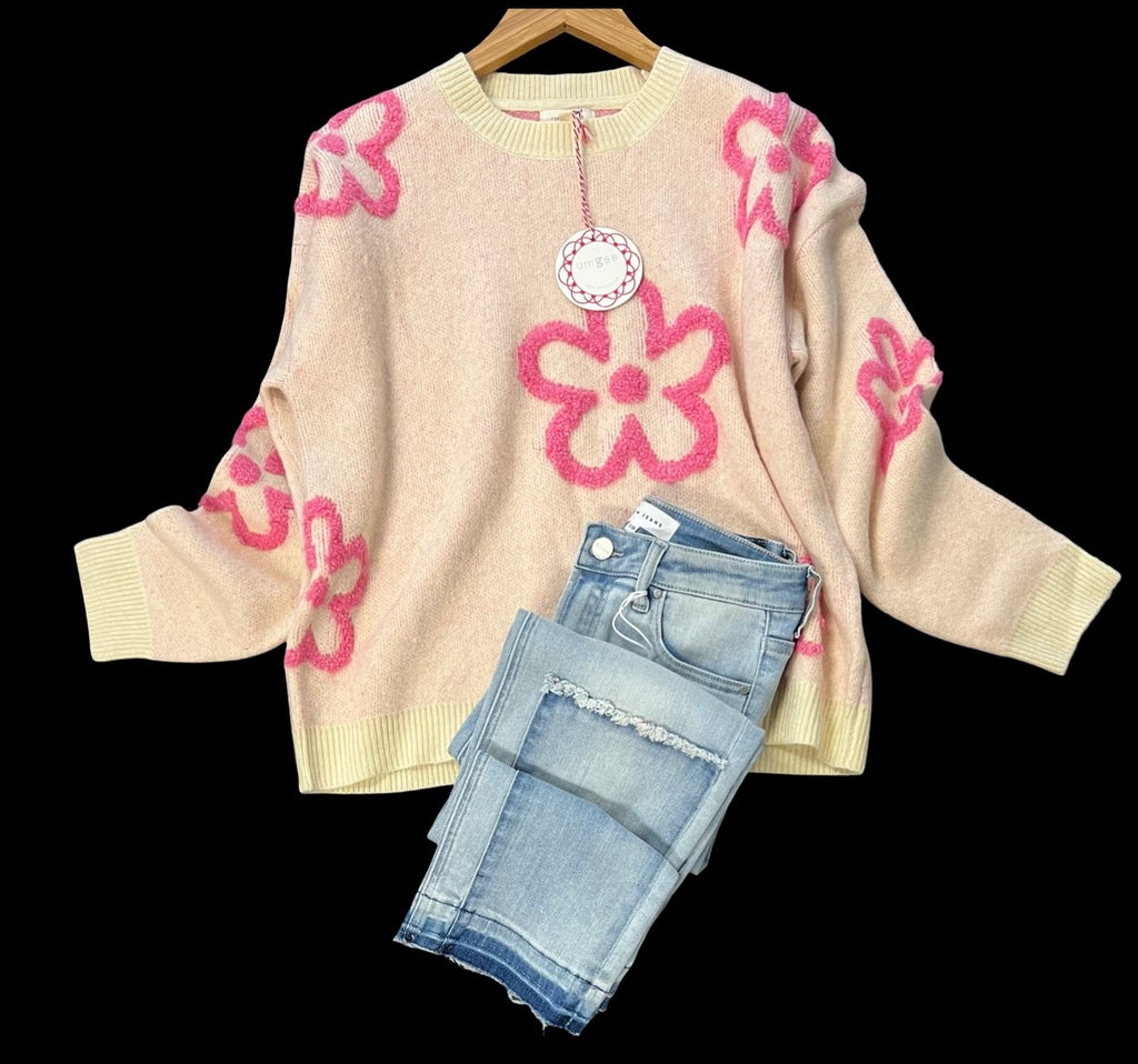 "Pinky" Floral Sweater - The Katie Grace Boutique