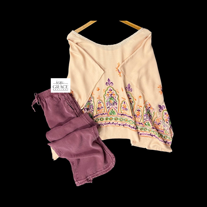 "Morena" Embroidered Caftan Blouse - The Katie Grace Boutique