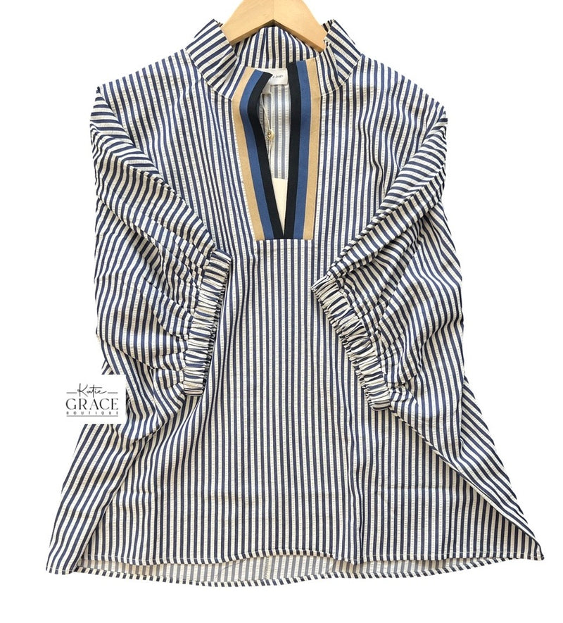 "Stephanie" Striped Blouse, Plus