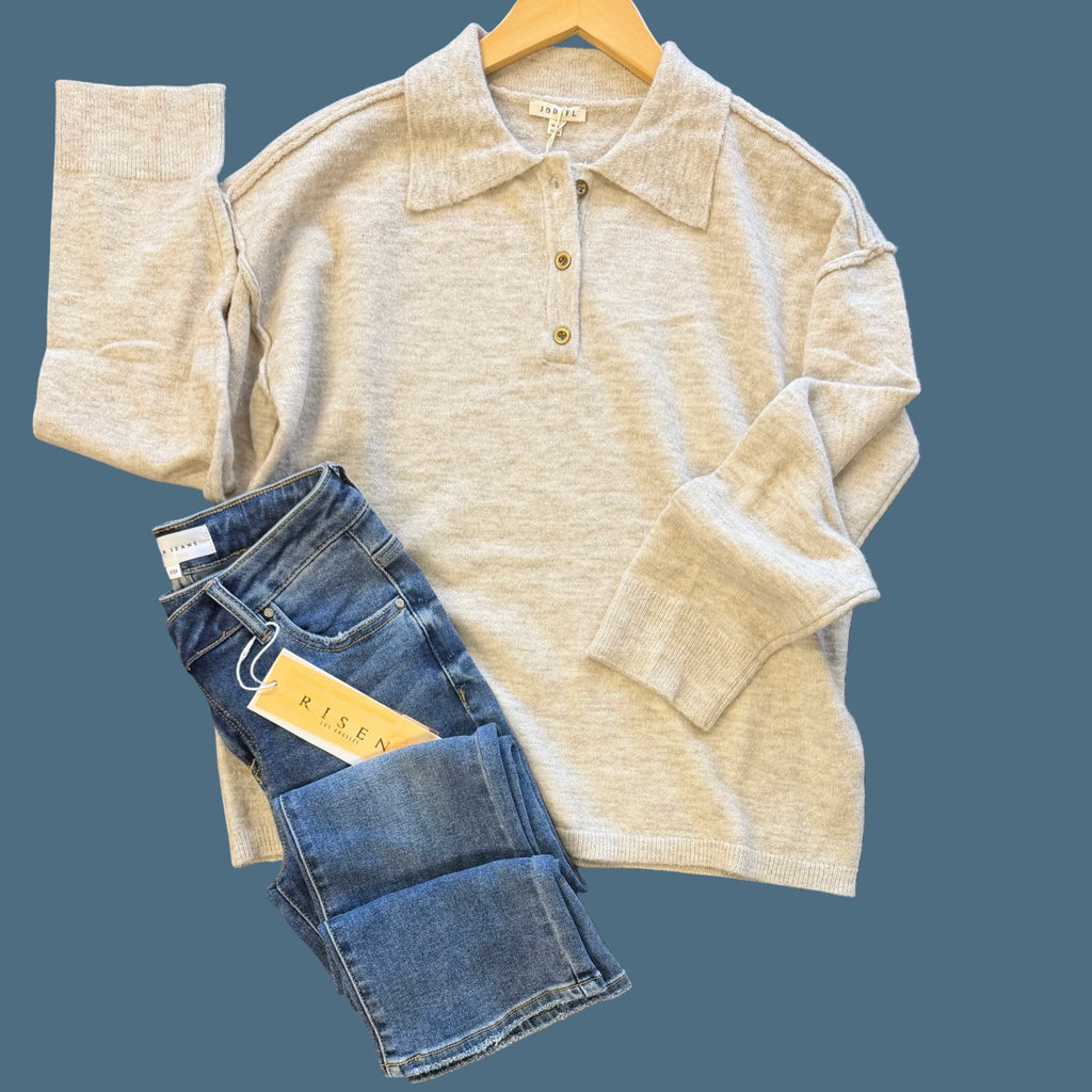 "Willa" Collar Sweater - The Katie Grace Boutique