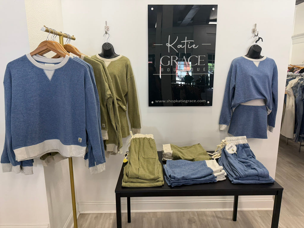 "Dream Plush" Matching Separates in Blue and Green - The Katie Grace Boutique