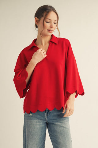 "Chasely" Scalloped Luxe Top