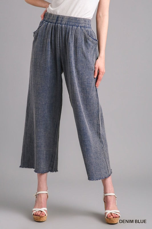 Last One! “Arianna" Mineral Washed Cropped Pants