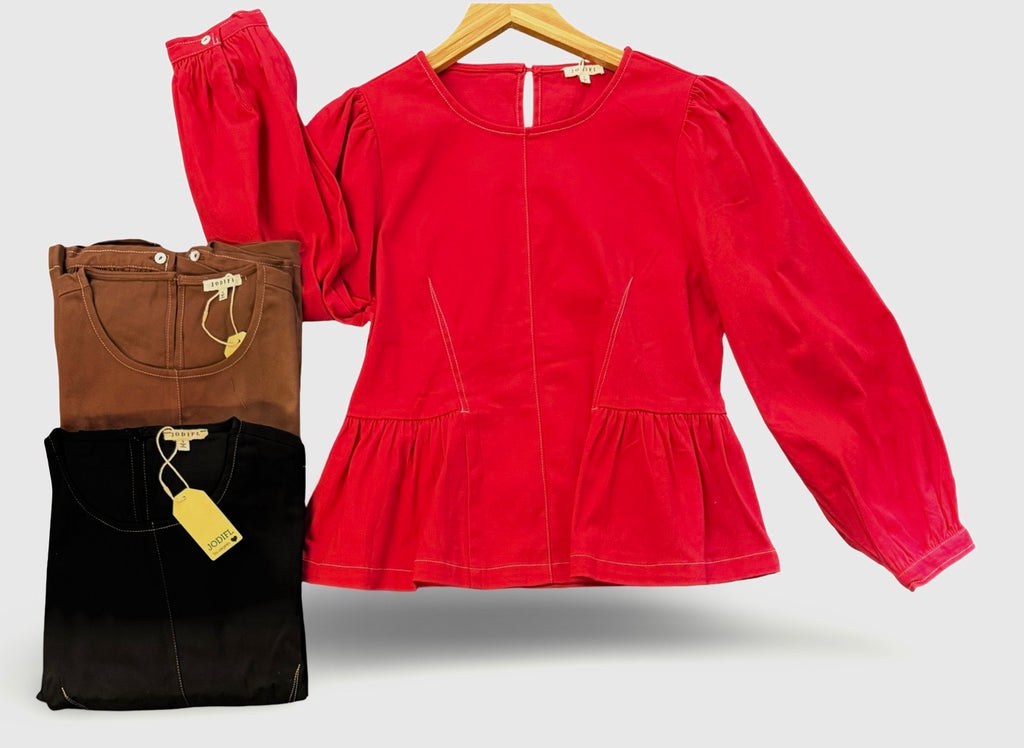 "Kendra" Peplum Blouse, 3 colors - The Katie Grace Boutique