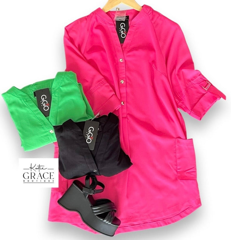 SALE! "Juliana" Cargo Style Shift Dress - The Katie Grace Boutique