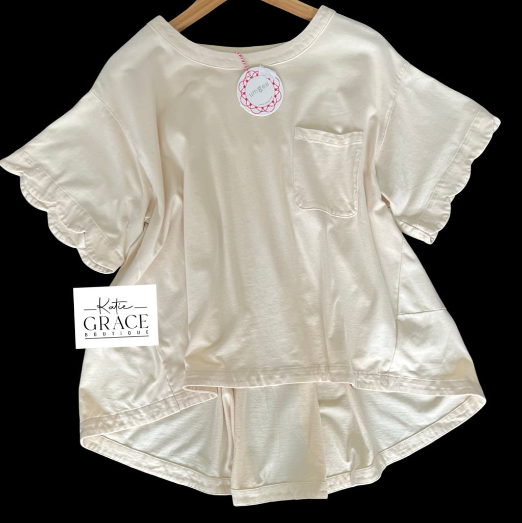 "Rosa" Scalloped Top with Pleats in Back, 2 colors - The Katie Grace Boutique