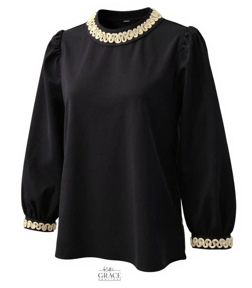 "Kimber" Embroidered Blouse - The Katie Grace Boutique