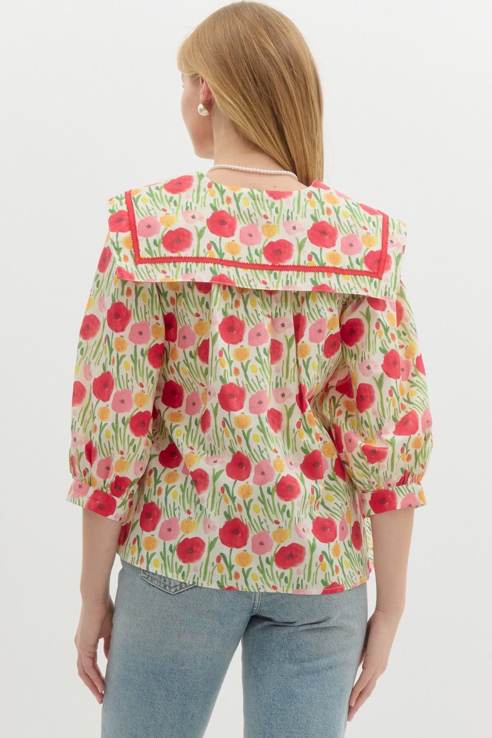 "Cheri" Collared Floral Blouse