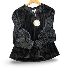 “Brittani" Velvet Blouse, now in Black - The Katie Grace Boutique