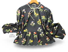 "Bonnie" Peplum Blouse - The Katie Grace Boutique