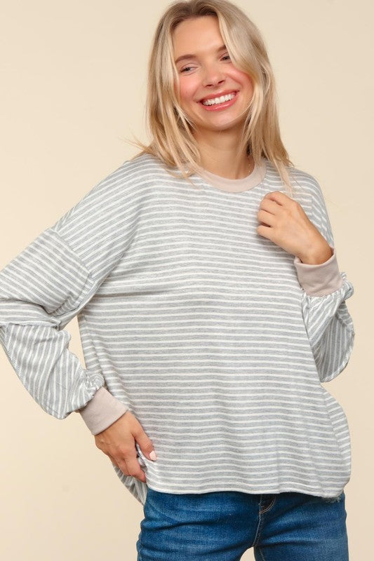 "Lyla" Striped Long Sleeve Tee - The Katie Grace Boutique