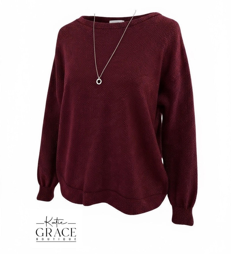 "Tessa" Two Tone Sweater, Wine