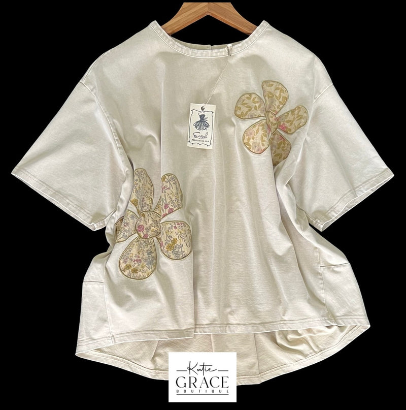 "Melanie" Floral Applique' Top