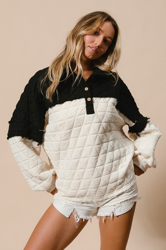 "Aubrey" Quilted Pullover - The Katie Grace Boutique