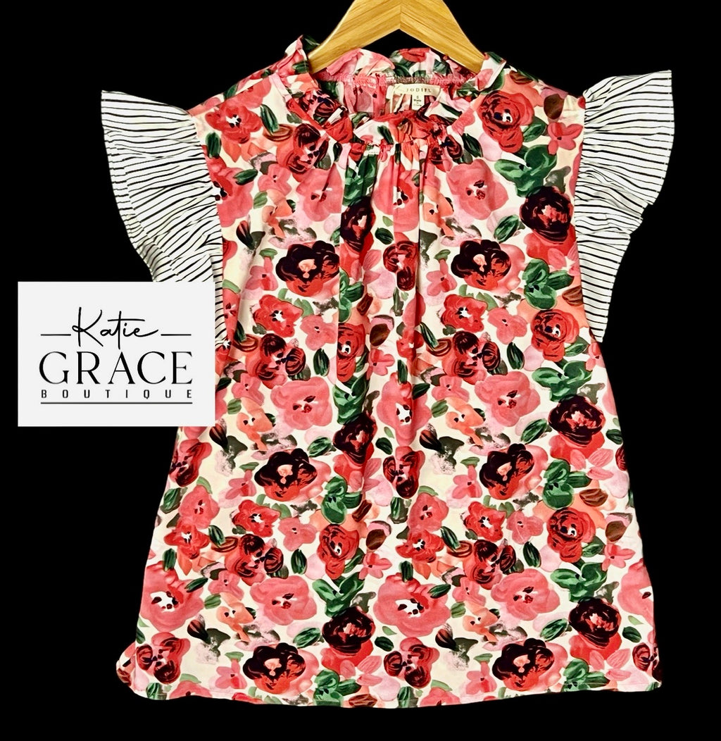 "Kristin" Floral Blouse - The Katie Grace Boutique