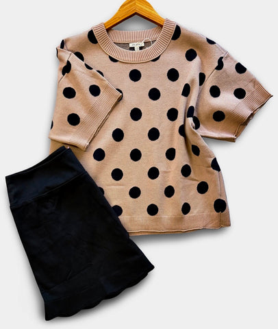 "Jana" Polka Sweater, 2-2XL - The Katie Grace Boutique