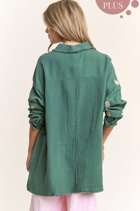 "Poppy" Embroidered Soft Cotton Top - The Katie Grace Boutique