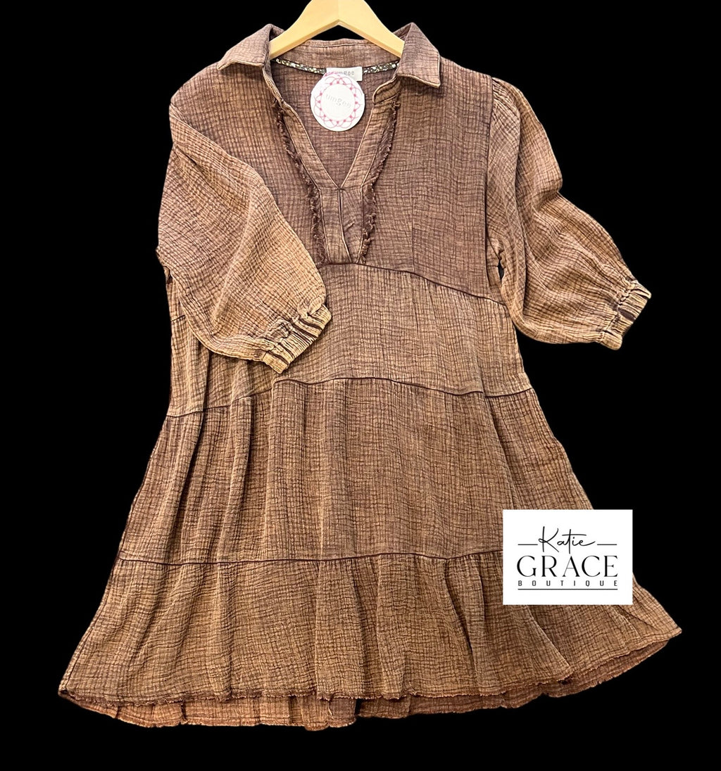 "Maggie" Soft Cotton Mineral Washed Dress - The Katie Grace Boutique