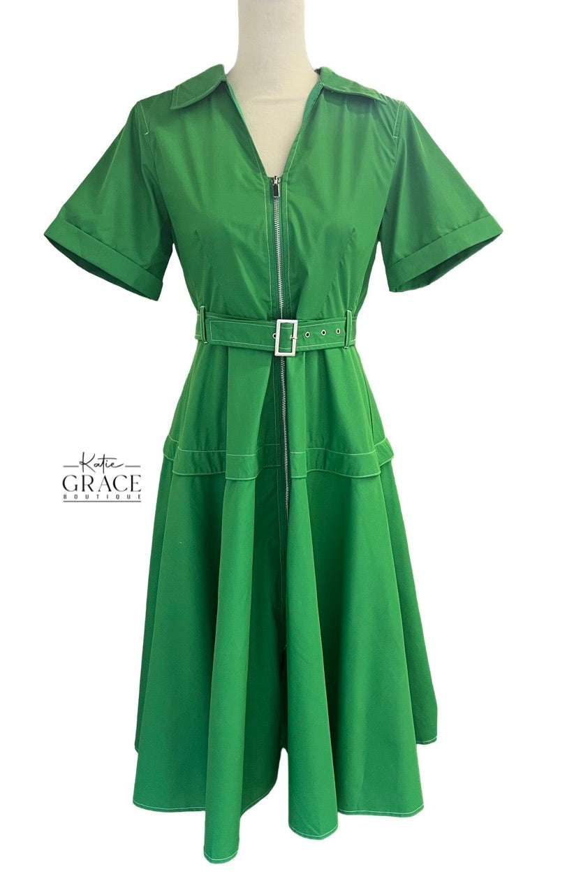 "Willow" Midi Dress, Green - The Katie Grace Boutique