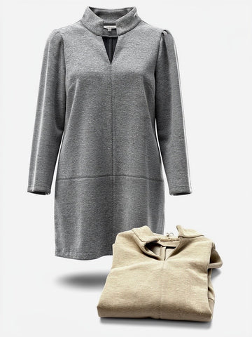 "Alicia" Herringbone Long Sleeve Dress - The Katie Grace Boutique