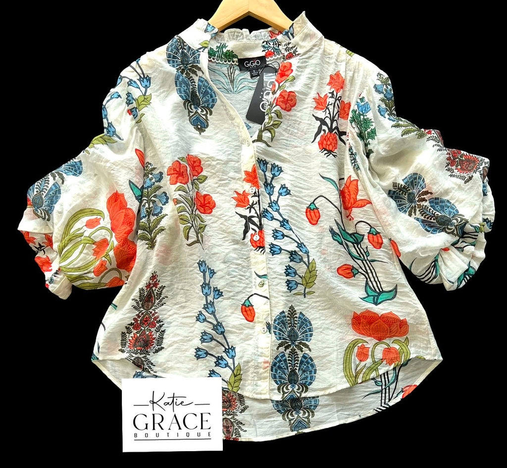 "Lyla" Floral Blouse - The Katie Grace Boutique