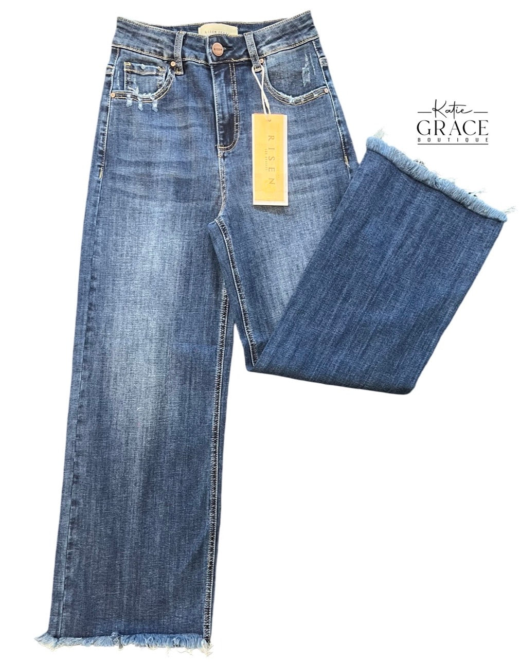 "Gia" Cropped Fray Hem Jeans - The Katie Grace Boutique