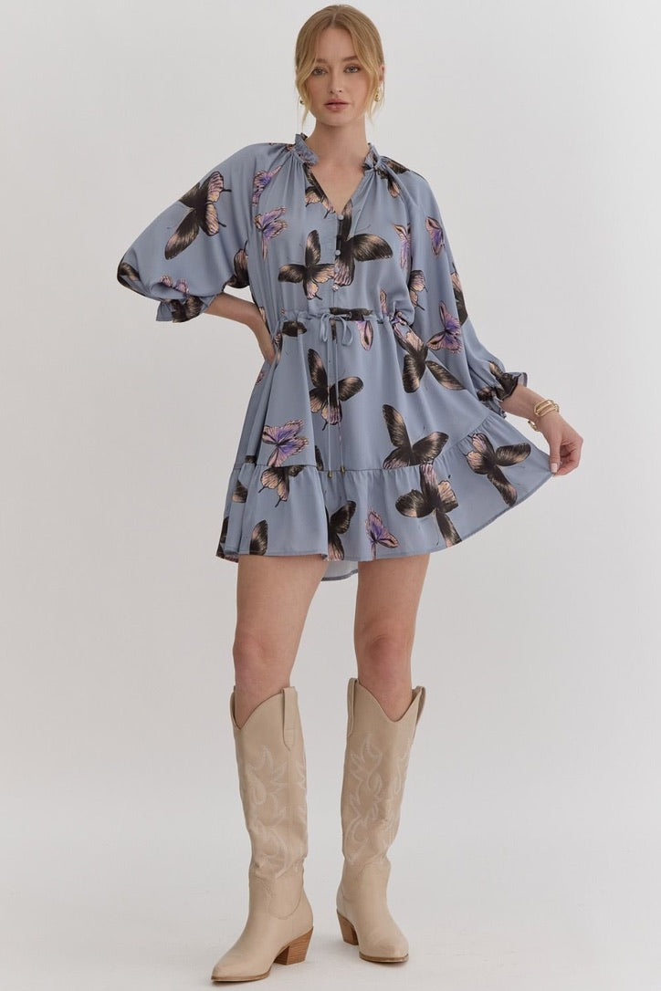 Last One Melody Butterfly Print Dress The Katie Grace Boutique