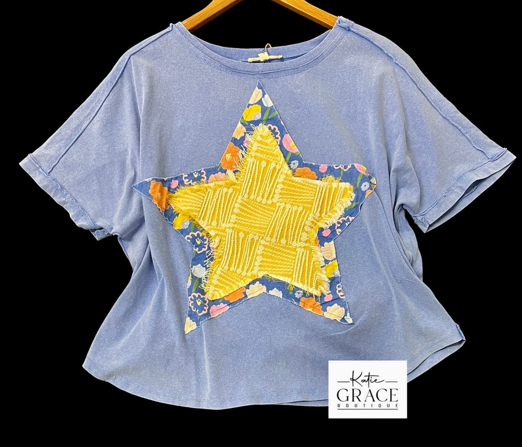 "Stella" Star Applique' Top - The Katie Grace Boutique