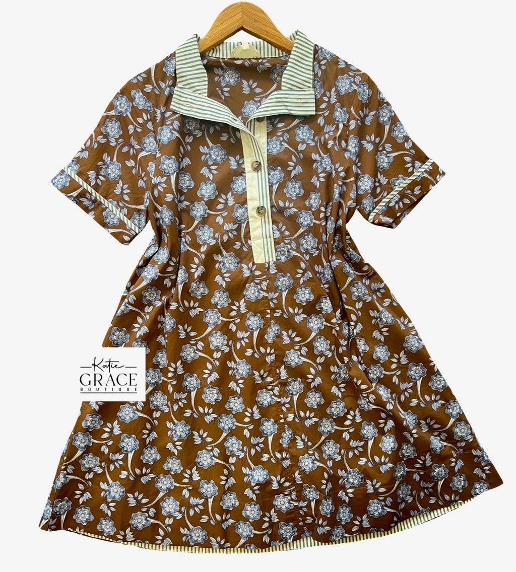 "Yancy" Floral and Stripe Dress - The Katie Grace Boutique